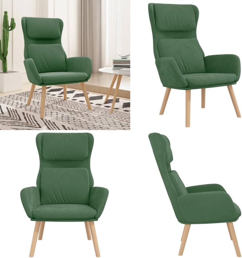 VidaXL Relaxstoel fluweel lichtgroen Relaxstoel Relaxstoelen Fauteuil Relaxfauteuil
