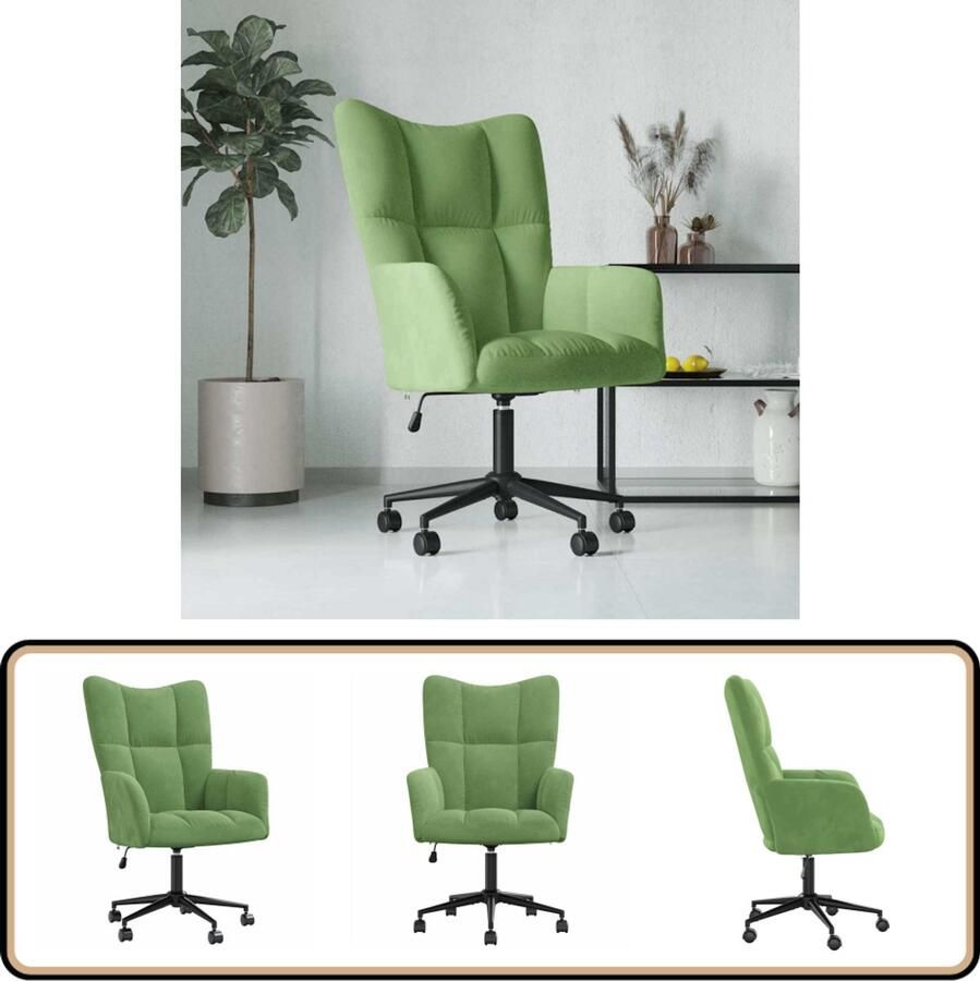 VidaXL Relaxstoel Fluweel Lichtgroen Verstelbaar Relaxfauteuil Fluweel Fauteuil Groene Fauteuil Design Stoel Comfortabele Stoel