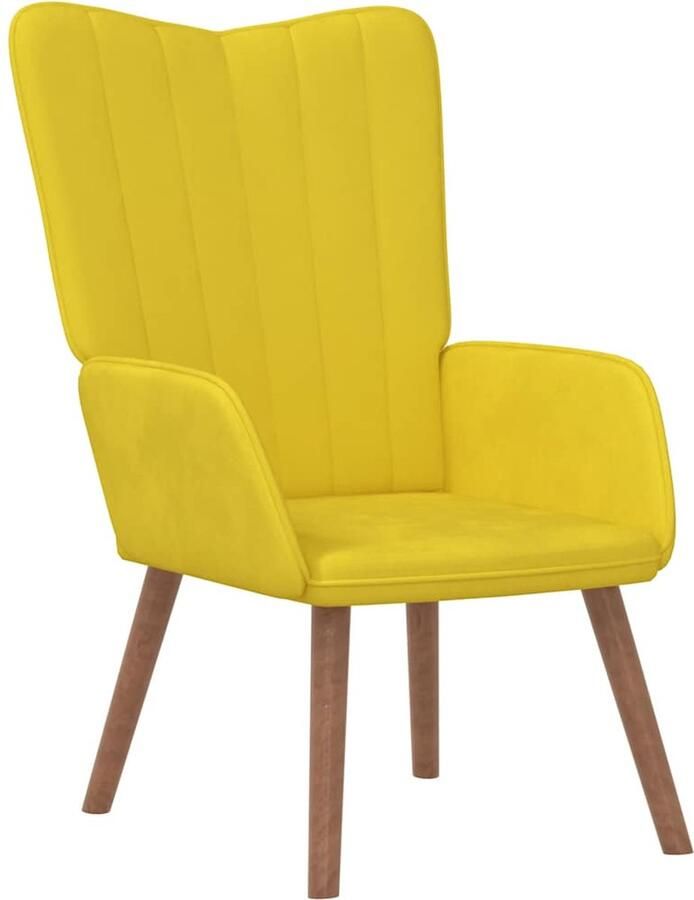 VidaXL Relaxstoel Fluweel Mosterdgeel Comfort Relaxfauteuil Fluweel Fauteuil Mustard Geel Lounge Stoel Woonkamer Meubels Comfortabele Stoel Vloerkleed Vintage Stijl - Foto 2