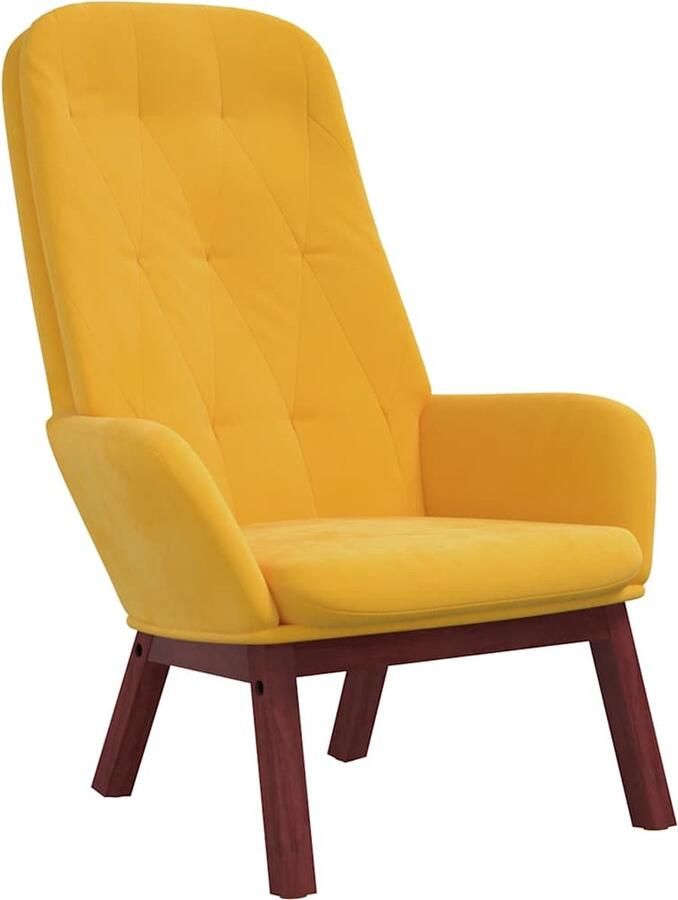 VidaXL Relaxstoel Fluweel Mosterdgeel Comfortabel Relaxfauteuil Lounge Fauteuil Eetkamerstoel Velours Fauteuil Mustard Geel Trendige Fauteuil Comfortabele Stoel Salontafel Huiskamer Meubilair - Foto 2