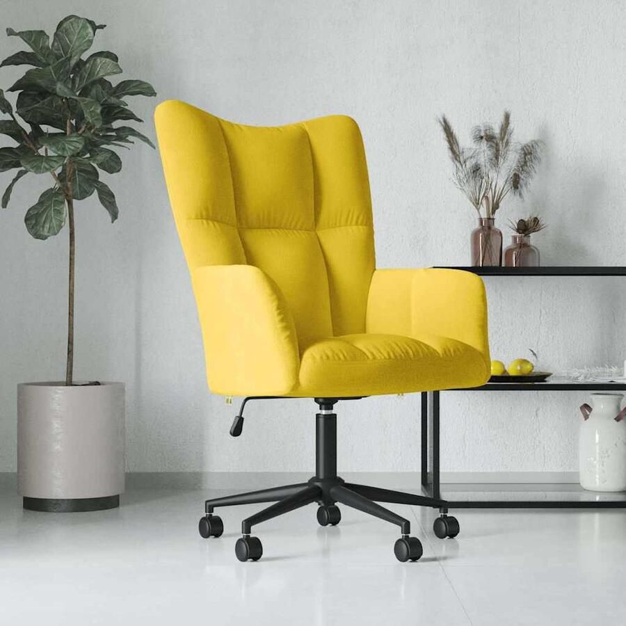 VidaXL Relaxstoel Fluweel Mosterdgeel Relaxstoel Fluweel Mustard Geel Kantoorstoel Ergonomische Stoel Lounge Stoel Home Office - Foto 2