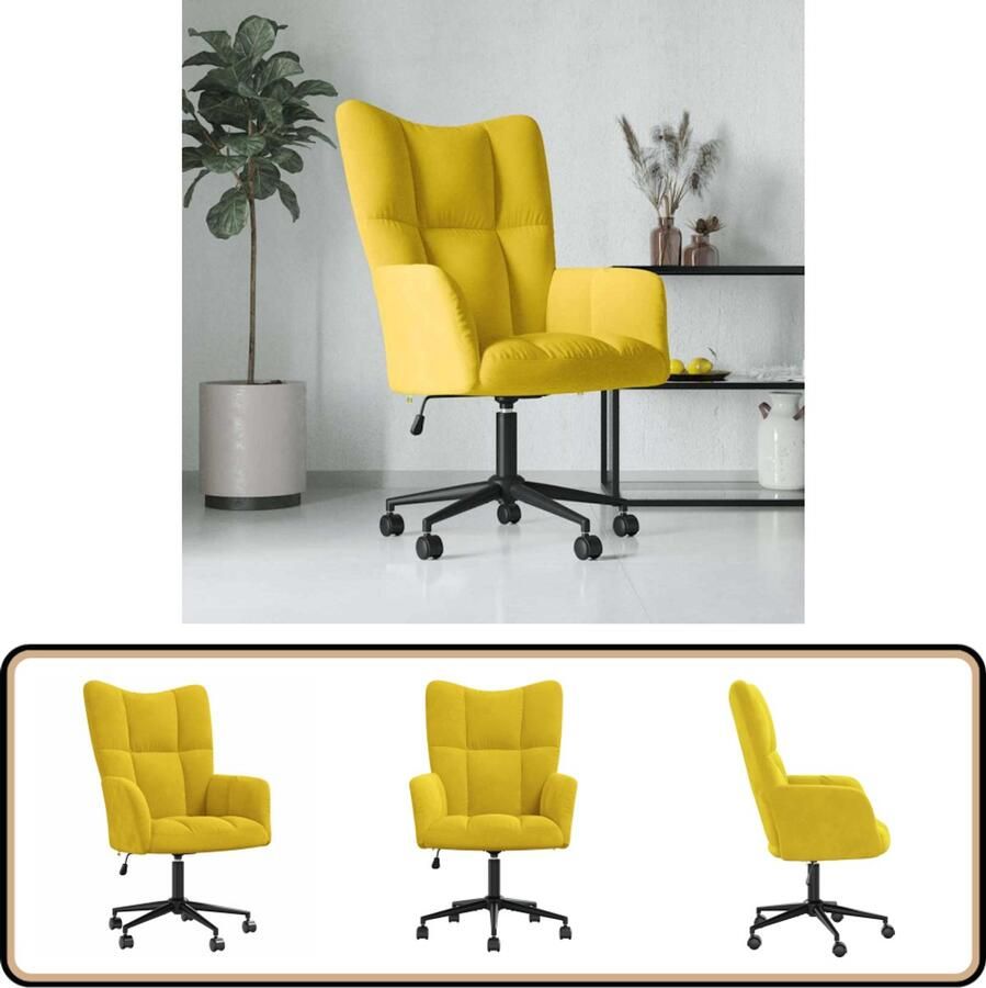 VidaXL Relaxstoel Fluweel Mosterdgeel Relaxstoel Fluweel Mustard Geel Kantoorstoel Ergonomische Stoel Lounge Stoel Home Office