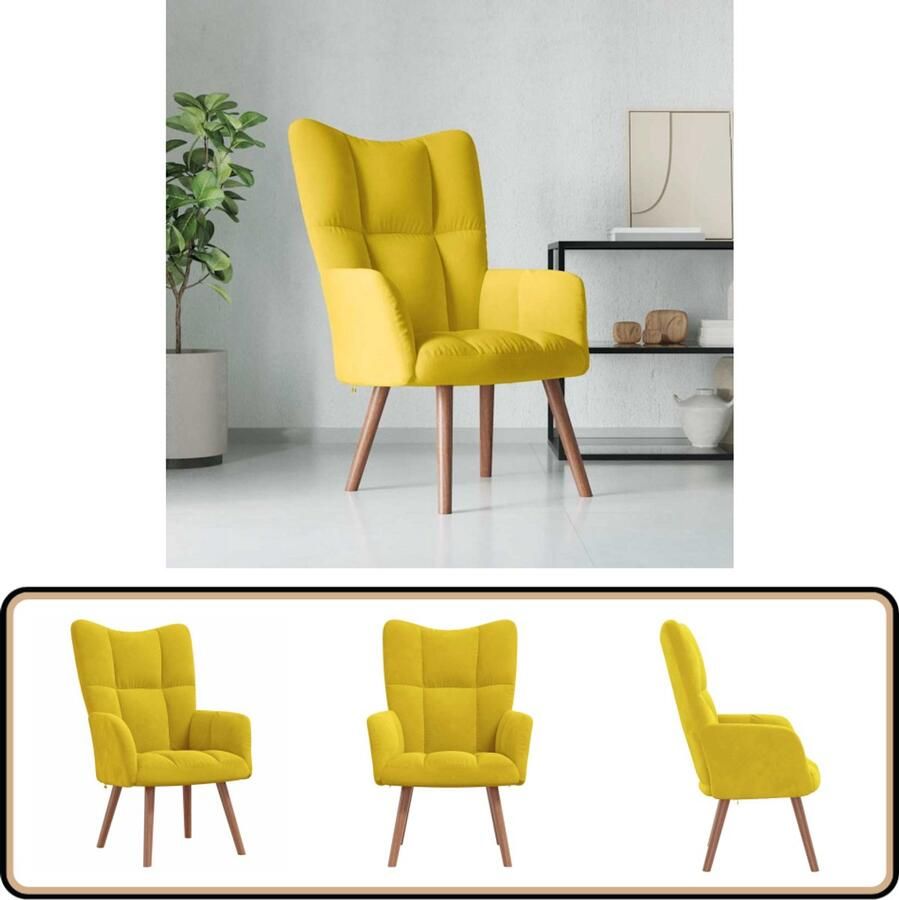 VidaXL Relaxstoel Fluweel Mosterdgeel Stijlvol Design Relaxfauteuil Fluweel Fauteuil Mustard Geel Lounge Stoel Woonkamer Meubels