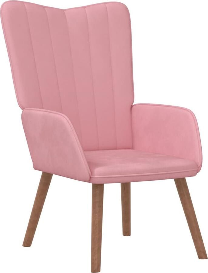 VidaXL Relaxstoel Fluweel Roze Comfort & Stijl Relaxstoel Fluweel Roze Lounge Stoel Comfortabele Stoel Salontafel - Foto 2