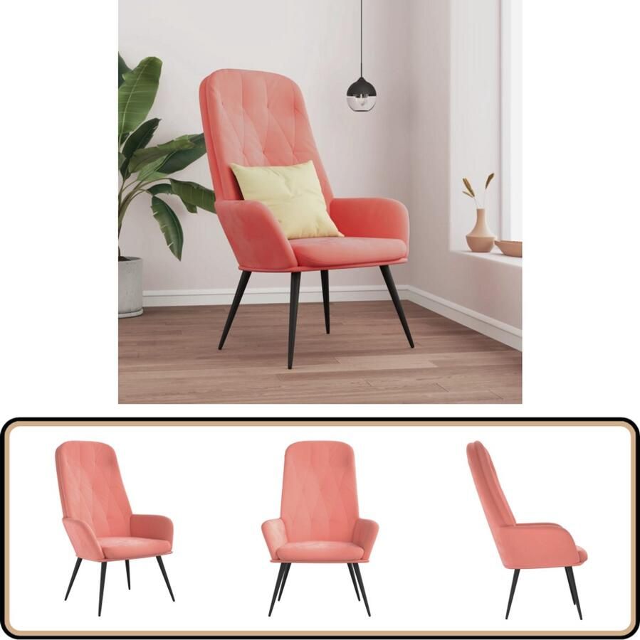 VidaXL Relaxstoel Fluweel Roze Comfort & Stijl Relaxstoel Fluweel Stoffen Meubilair Roze Fauteuil Lounge Stoel Woonkamer Meubilering Trendige Fauteuils Comfort Stoel Luxe Stoel