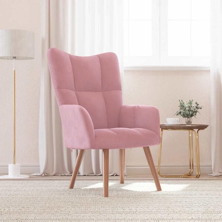 VidaXL Relaxstoel Fluweel Roze Comfortabel Design Relaxfauteuil Fluweel Fauteuil Roze Fauteuil Lounge Stoel Comfortabele Stoel Woonkamer Meubels Salon Meubilair - Foto 2