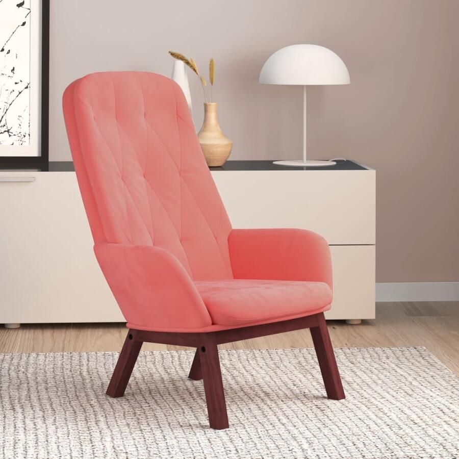 VidaXL Relaxstoel Fluweel Roze Comfortabel design Relaxstoel Eetkamerstoel Fluweel Stoel Roze Fauteuil Lounge Stoel Moderne Stoel Comfort Stoel Woonkamer Meubilair Interieurdecoratie - Foto 3