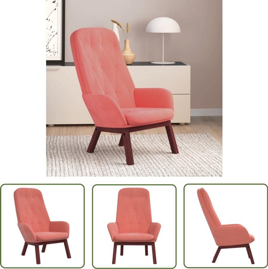 VidaXL Relaxstoel Fluweel Roze Comfortabel design Relaxstoel Eetkamerstoel Fluweel Stoel Roze Fauteuil Lounge Stoel Moderne Stoel Comfort Stoel Woonkamer Meubilair Interieurdecoratie