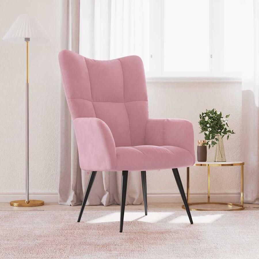 VidaXL Relaxstoel Fluweel Roze Comfortabel & Stijlvol Relaxfauteuil Fluweel Fauteuil Roze Fauteuil Lounge Stoel Loungestoel Huiskamer Meubels Living Room Furniture - Foto 2