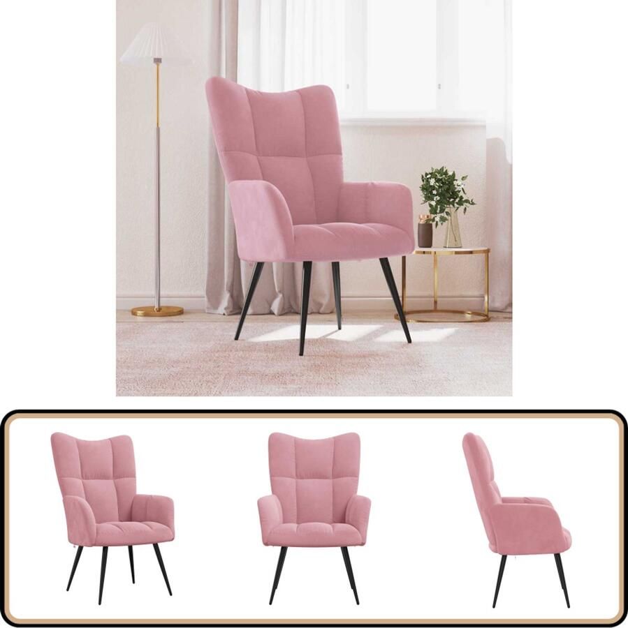 VidaXL Relaxstoel Fluweel Roze Comfortabel & Stijlvol Relaxfauteuil Fluweel Fauteuil Roze Fauteuil Lounge Stoel Loungestoel Huiskamer Meubels Living Room Furniture