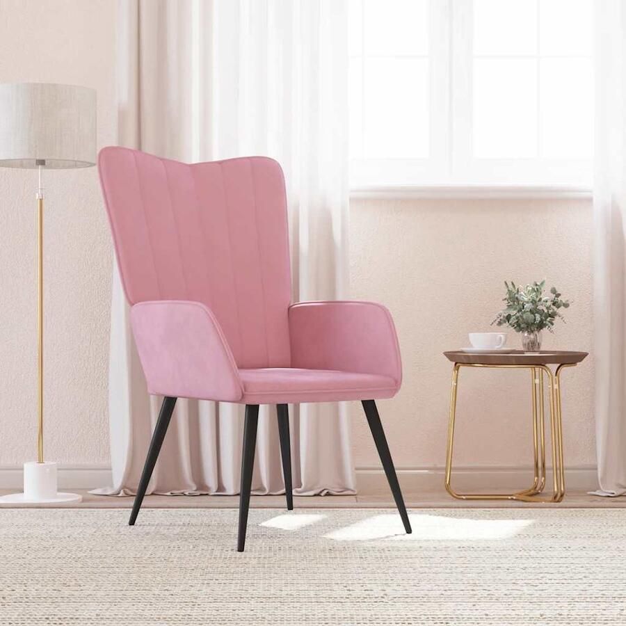 VidaXL Relaxstoel Fluweel Roze Stijlvol Comfort Relax Fauteuil Velours Fauteuil Roze Fauteuil Design Fauteuil Fauteuils Voor Woonkamer Comfortabele Fauteuil Lounge Stoel Zitzak - Foto 2