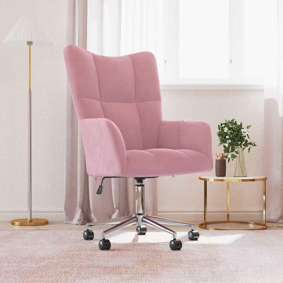 VidaXL Relaxstoel Fluweel Roze Verstelbaar Relaxstoel Bureau Stoel Velvet Stoel Roze Stoel Ergonomische Stoel Kantoorstoel Lounge Stoel Comfortabele Stoel - Foto 2