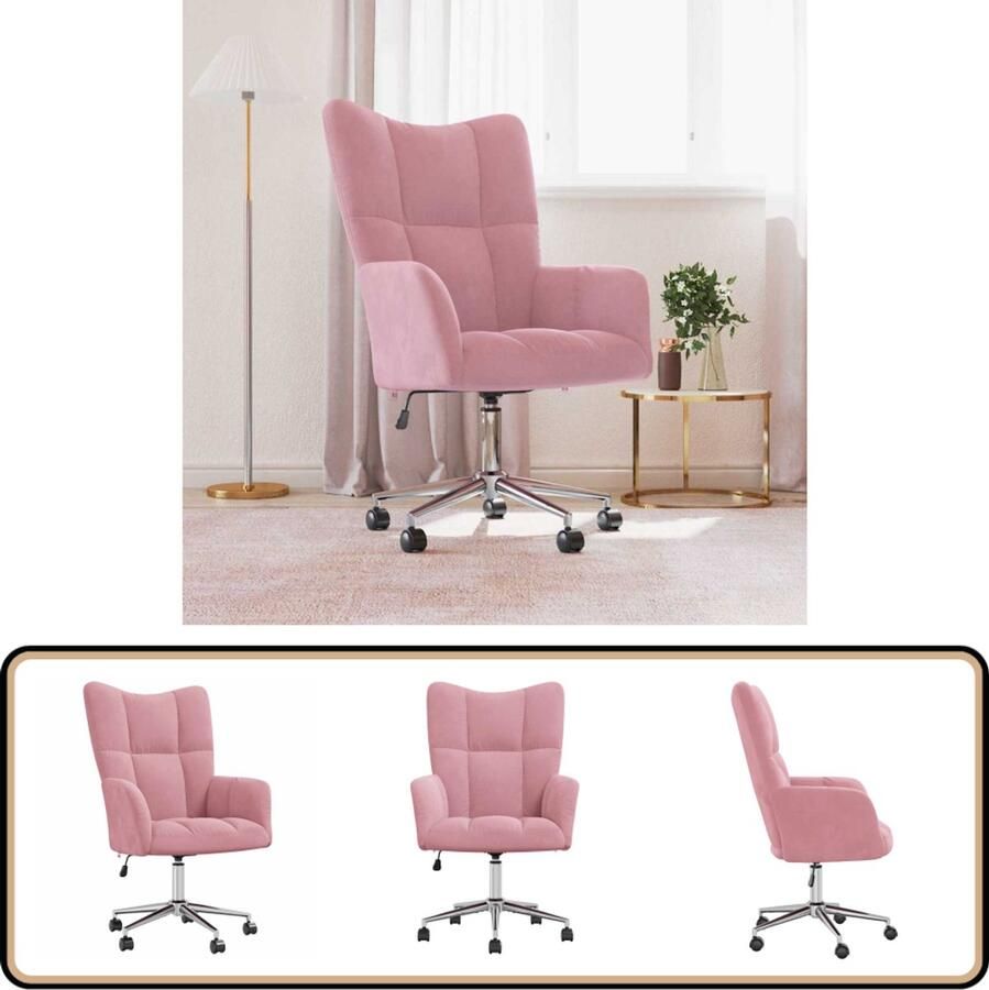 VidaXL Relaxstoel Fluweel Roze Verstelbaar Relaxstoel Bureau Stoel Velvet Stoel Roze Stoel Ergonomische Stoel Kantoorstoel Lounge Stoel Comfortabele Stoel