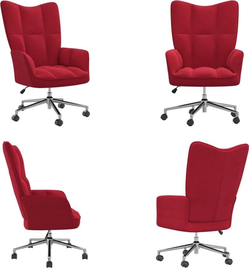 VidaXL Relaxstoel Ergonomic Bureaustoel Wijnrood 61.5 x 69 x (94.5 102) cm Verstelbaar Fauteuil