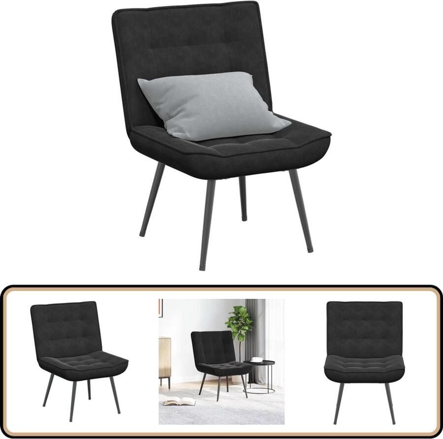 VidaXL Relaxstoel Fluweel Zwart 64x74x84 cm Relaxfauteuil Fauteuils Lounge Stoel Velours Fauteuil Zwarte Fauteuil