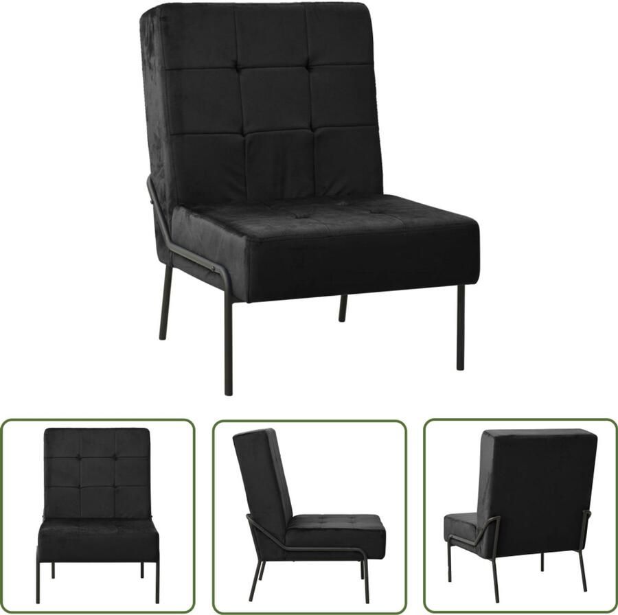 The Living Store Relaxstoel 65x79x87 cm fluweel zwart Relaxstoel Fauteuils Lounge Chair Velvet Meubels Zwarte Meubels - Foto 2