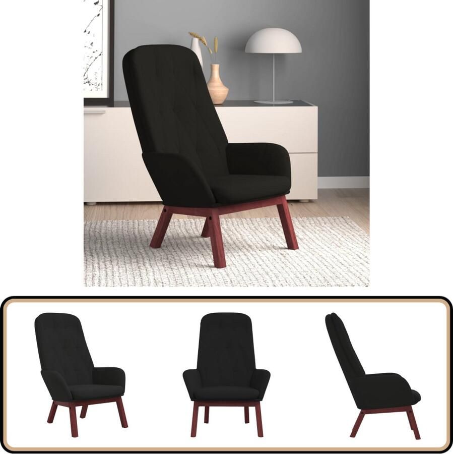 VidaXL Relaxstoel Fluweel Zwart Comfortabel Ontwerp Relaxstoel Eetkamerstoel Fluweel Stoel Zwarte Fauteuil Lounge Stoel
