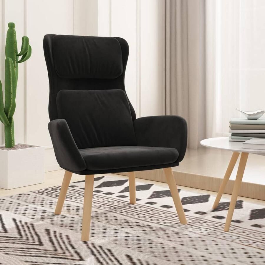 VidaXL Relaxstoel Fluweel Zwart Ergonomisch design Relaxstoel Fauteuils Velvet Meubels Zwarte Meubels Lounge Stoel Huiskamer Meubilair Ergonomische Stoel - Foto 2