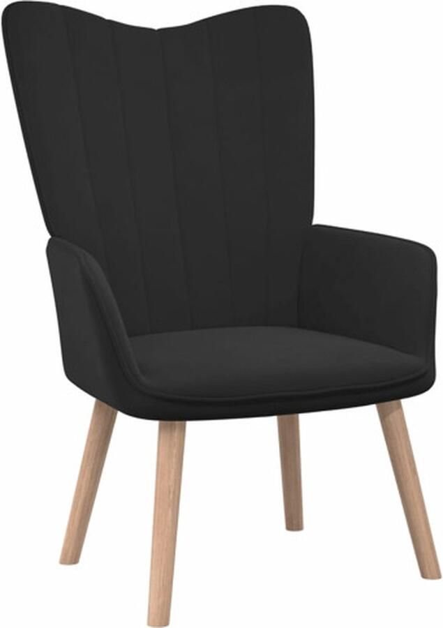 VidaXL Relaxstoel zwart fluweel 61.5 x 69 x 95.5 cm stabiel en duurzaam Fauteuil - Foto 2