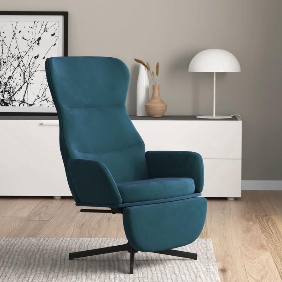 VidaXL Relaxstoel Fluwelen Stoel 70 x 77 x 94 cm Blauw Fauteuil