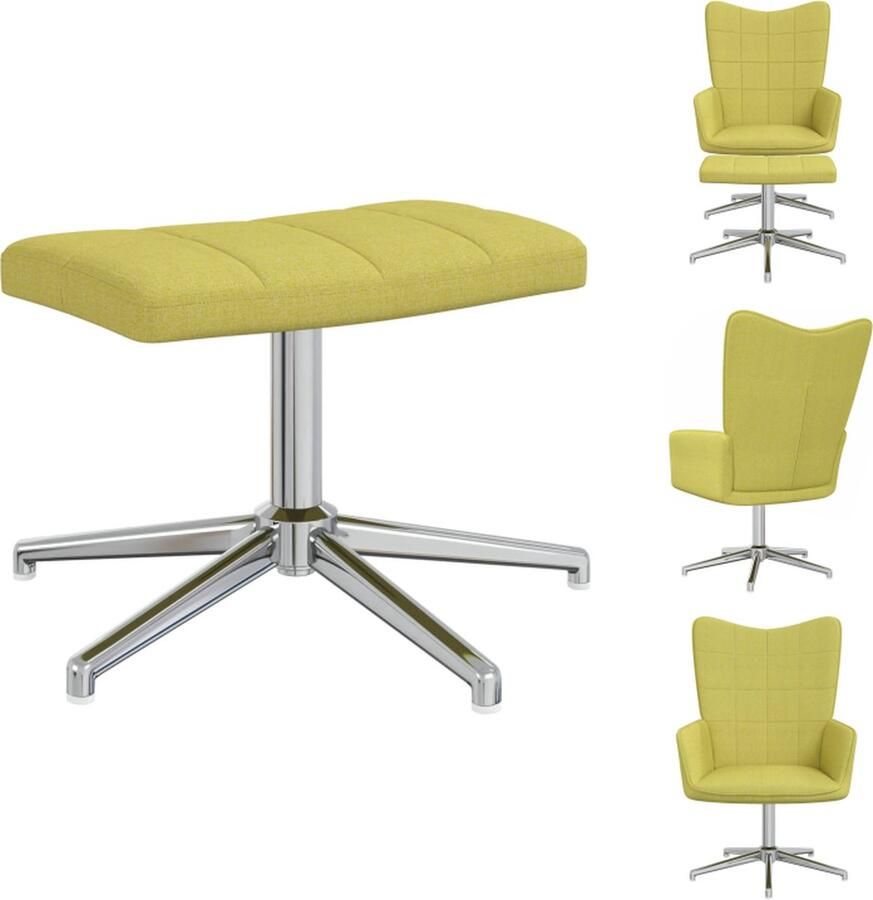 VidaXL Relaxstoel Met Voetenbank Relaxstoelen Met Voetenbanken Zetel Met Voetenbankje Zetels Met Voetenbankjes Relaxstoel met voetenbank stof groen - Foto 2
