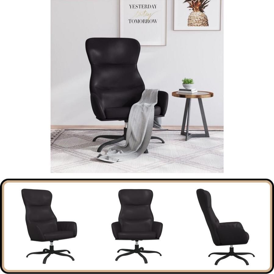 VidaXL Relaxstoel Kunstleer Zwart 360° Draaibaar Relaxfauteuil Fauteuils Kunstleder Bank Zwarte Fauteuil Lounge Stoel