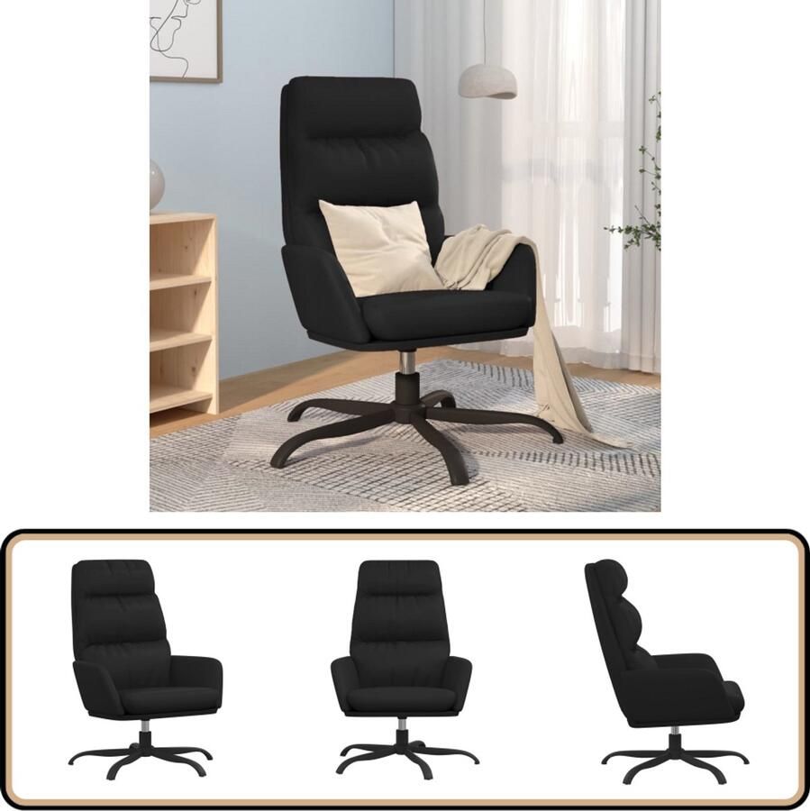 VidaXL Relaxstoel Kunstleer Zwart 360 Draaibaar Relaxstoel Fauteuils Kunstleder Zwarte Stoel Ergonomische Stoel - Foto 6