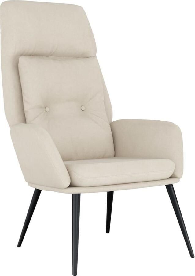 VidaXL Relaxstoel Kunstsuède Crèmekleurig Relaxstoel Fauteuils Lounge Chair Kunstleder Cremekleurige Meubels Comfort Loungestoel Interieurdecoratie Woonkamerinrichting - Foto 2