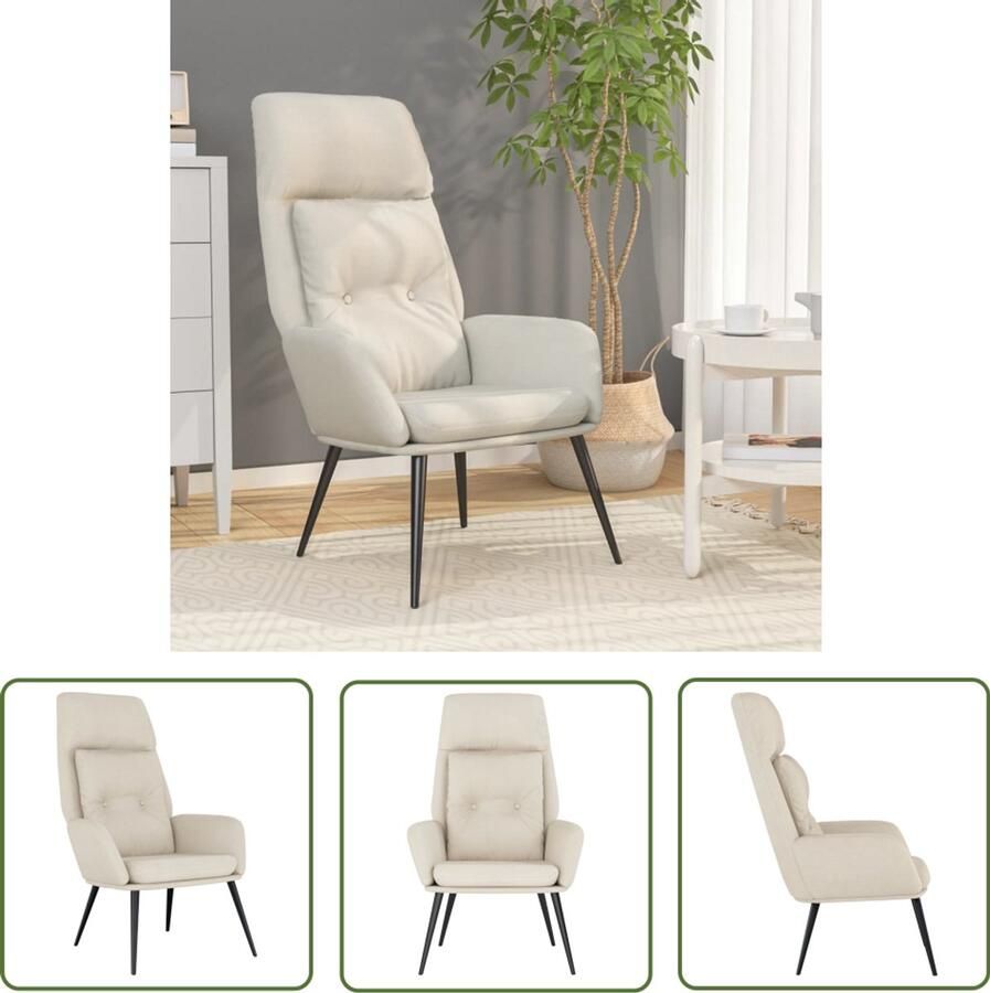 VidaXL Relaxstoel Kunstsuède Crèmekleurig Relaxstoel Fauteuils Lounge Chair Kunstleder Cremekleurige Meubels Comfort Loungestoel Interieurdecoratie Woonkamerinrichting