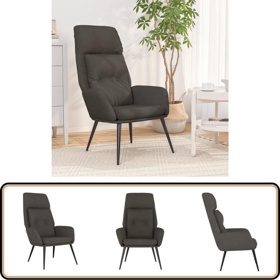 VidaXL Relaxstoel Kunstsuède Donkergrijs Relaxfauteuil Fauteuils Loungestoel Kunstleder Meubels Grijs Meubilair Comfort Stoel Zithoek