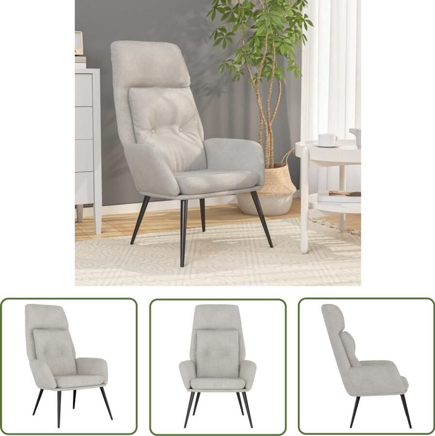 VidaXL Relaxstoel Kunstsuède Lichtgrijs Relaxstoel Fauteuils Loungestoel Kunstleder Grijs Comfort Ergonomisch Thuiskantoor Leeshoek Livingroom