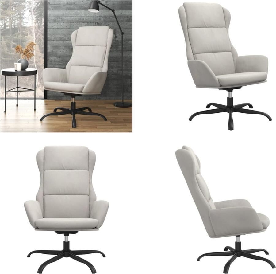 VidaXL Relaxstoel kunstsuède lichtgrijs Relaxstoel Relaxstoelen Fauteuil Relaxfauteuil