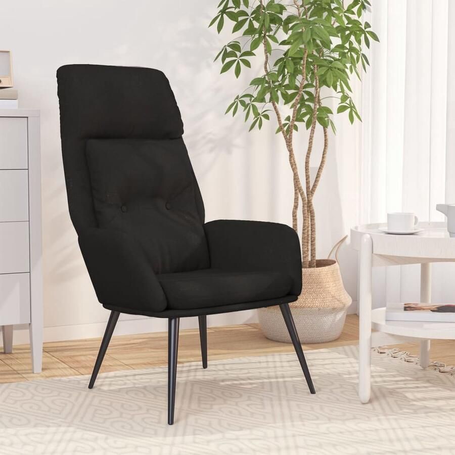 VidaXL Relaxstoel Kunstsuède Zwart Comfortabel Relaxfauteuil Fauteuils Lounge Stoel Kunstleder Meubilair Zwarte Fauteuil Ergonomische Stoel Comfort Stoel Leeshoek - Foto 2