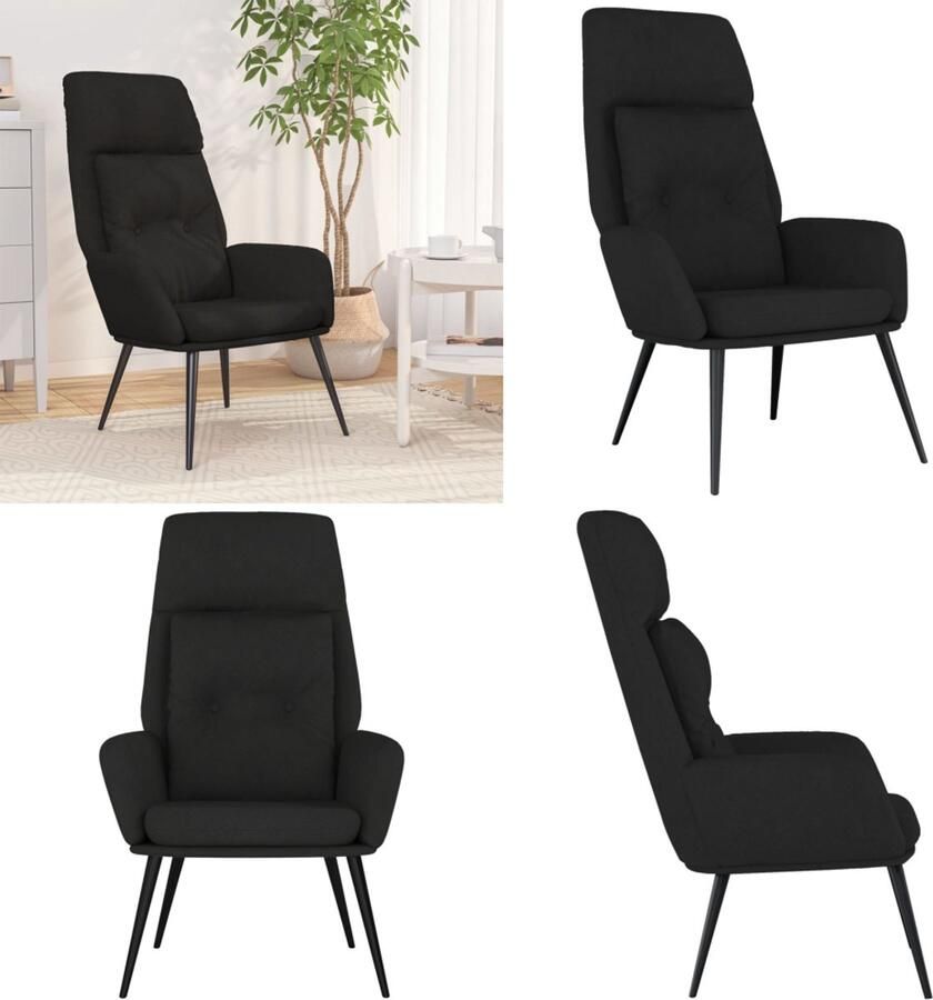 VidaXL Relaxstoel kunstsuède zwart Relaxstoel Relaxstoelen Fauteuil Relaxfauteuil