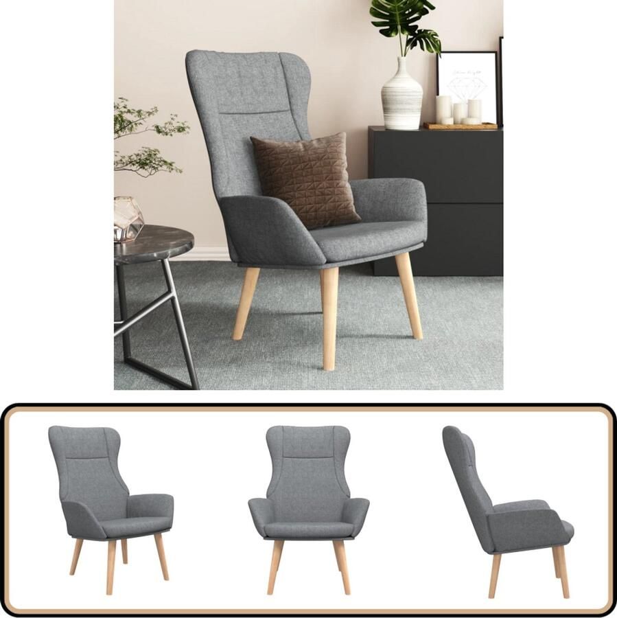 VidaXL Relaxstoel Stof Lichtgrijs Relaxstoel Fauteuils Lounge Chair Comfortabel Zitten Tuinmeubilair Buiten Meubels Grijs - Foto 2