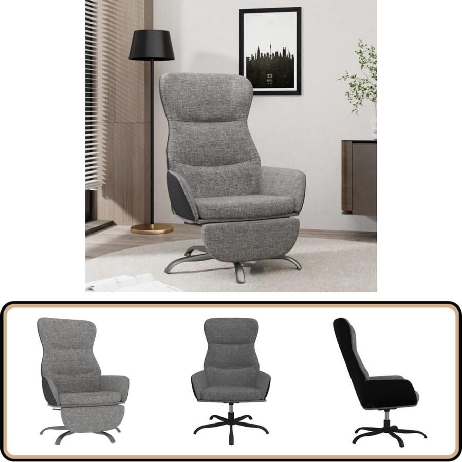 VidaXL Relaxstoel Lichtgrijs Inclusief Voetensteun Relaxfauteuil Fauteuil Loungestoel Leesstoel Grijs