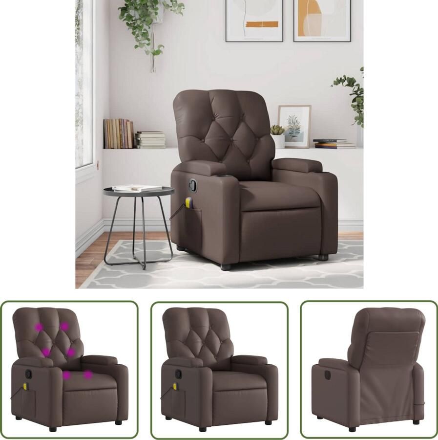 VidaXL Massagestoel verstelbaar kunstleer bruin Massagestoel Relaxstoel Ergonomische Stoel Lederlook Kunstleder