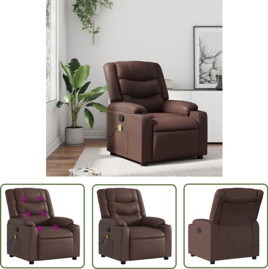 VidaXL Massagestoel verstelbaar kunstleer bruin Massagestoel Relaxstoel Ergonomische Stoel Lounge Stoel Huiskamermeubilair