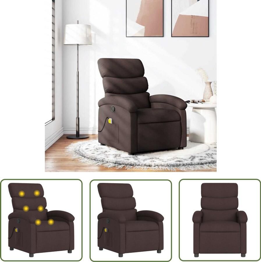 VidaXL Massagestoel verstelbaar stof donkerbruin Massagestoel Relaxstoel Lounge Stoel Bruine Stoel Lederlook Stoel