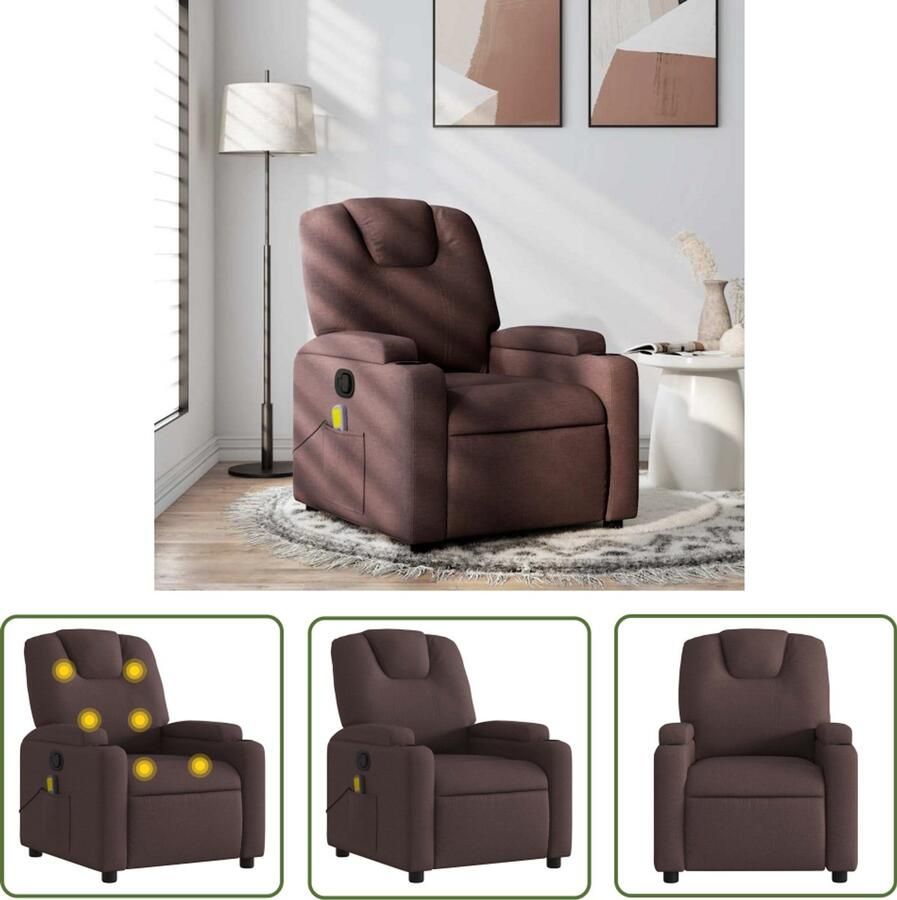 VidaXL Massagestoel verstelbaar stof donkerbruin Massagestoel Relaxstoel Loungestoel Bruine Stoel Lederlook Stoel