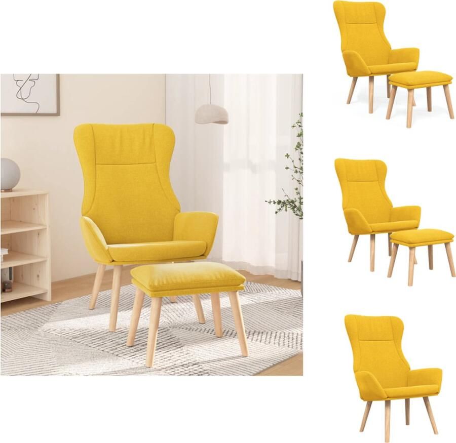 VidaXL Relaxstoel Massief Rubberwood Mosterdgeel 70x77x94cm Duurzaam Comfortabel Fauteuil
