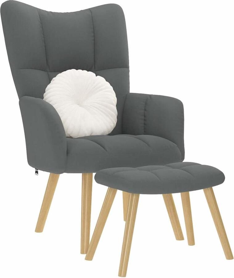 VidaXL Relaxstoel met voetenbank stof donkergrijs - Foto 2