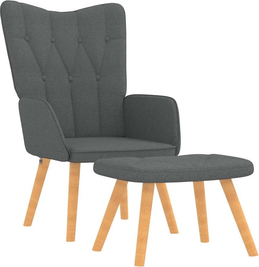 VidaXL Relaxstoel met voetenbank donkergrijs Relaxfauteuil Fauteuils Lounge Chair Donker Grijs Meubilair Comfortabele Stoel Salontafel Livingroom Furniture - Foto 2