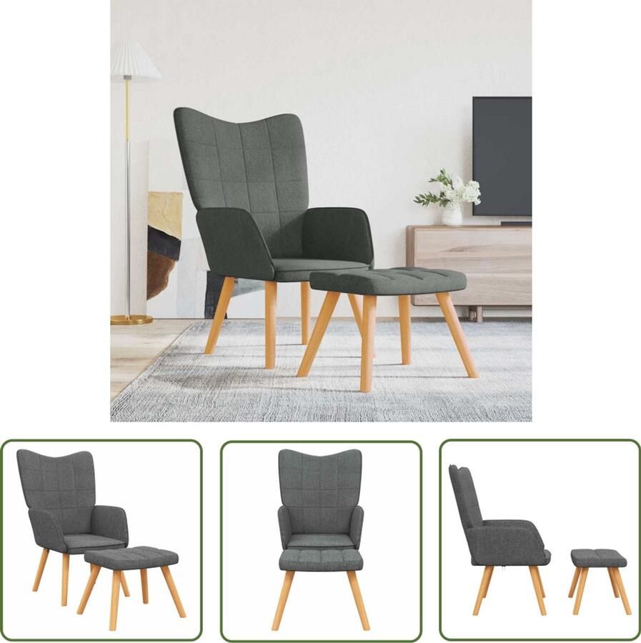 VidaXL Relaxstoel met voetenbank donkergrijs Relaxfauteuil Fauteuils Lounge Chair Woonkamer Meubilair Grijs Meubilair Comfortabele Stoel