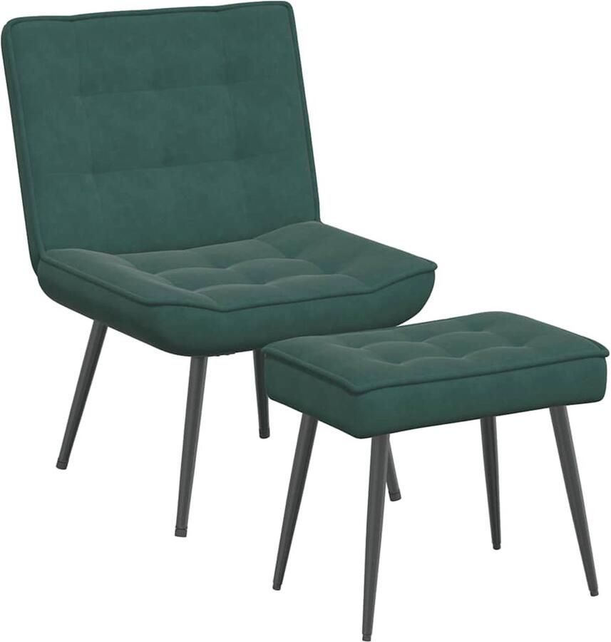 VidaXL Relaxstoel Met Voetenbank Relaxstoelen Met Voetenbank Stoel Relaxstoel met voetenbank fluweel donkergroen - Foto 2
