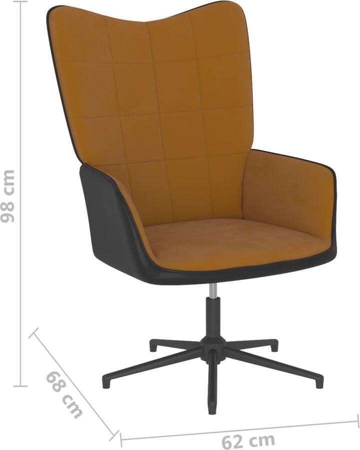 VidaXL Relaxstoel met voetenbank fluweel en PVC bruin - Foto 2