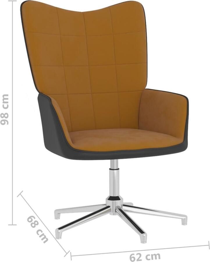 VidaXL Relaxstoel met voetenbank fluweel en PVC bruin - Foto 2
