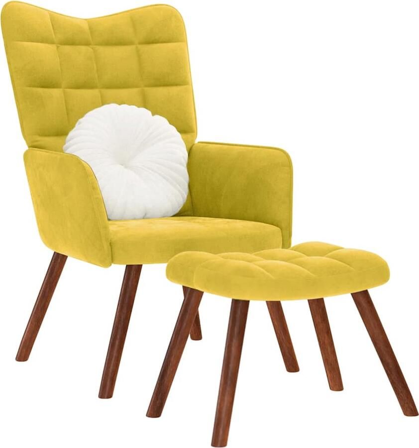 VidaXL Relaxstoel met voetenbank Fluweel Geel