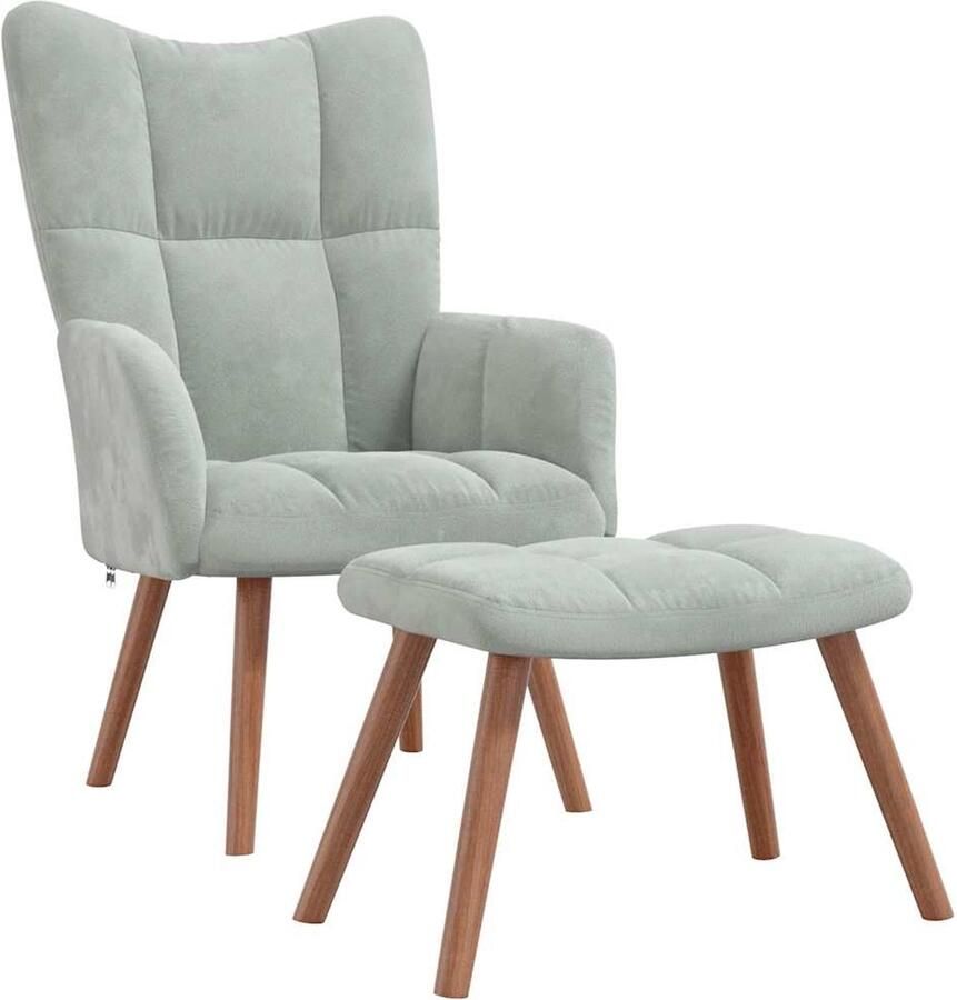 VidaXL Relaxstoel met voetenbank Fluweel Lichtgrijs Relaxfauteuil Lounge Stoel Fluweel Stoel Grijs Meubilair Comfortabele Stoel Woonkamer Meubels Salontafel Leeshoek Voetensteun Loungestoel - Foto 2