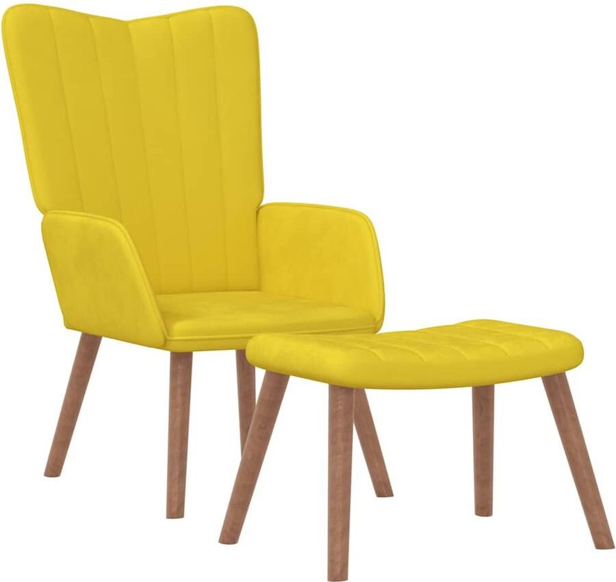 VidaXL Relaxstoel met voetenbank Fluweel Mosterdgeel Relaxfauteuil Lounge Stoel Fauteuils Loungestoel Woonkamer Meubels Huiskamer Meubilair Fluweel Stoel Mustard Yellow - Foto 2